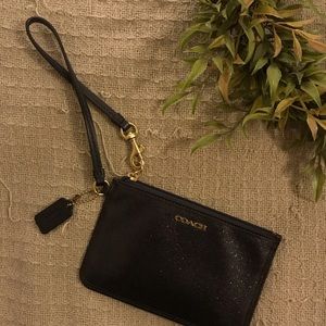 Coach Glitter Small Wristlet Black Metallic